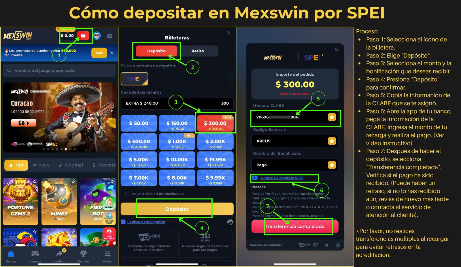 Cómo retirar y depositar dinero en Mexswin paso a paso 2 Cómo depositar en Mexswin por SPEI
